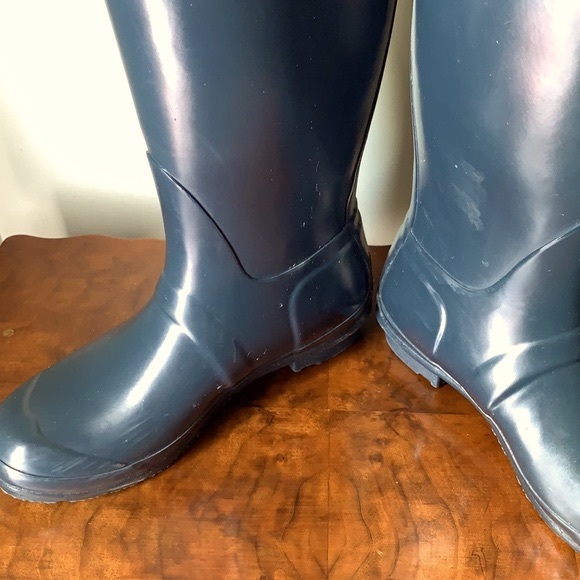 Hunter Tall Blue Rubber Rain Boots 7 - Picture 9 of 12